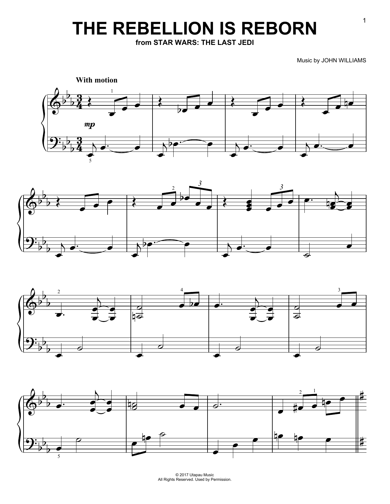 John Williams The Rebellion Is Reborn Sheet Music Notes & Chords for Piano - Download or Print PDF