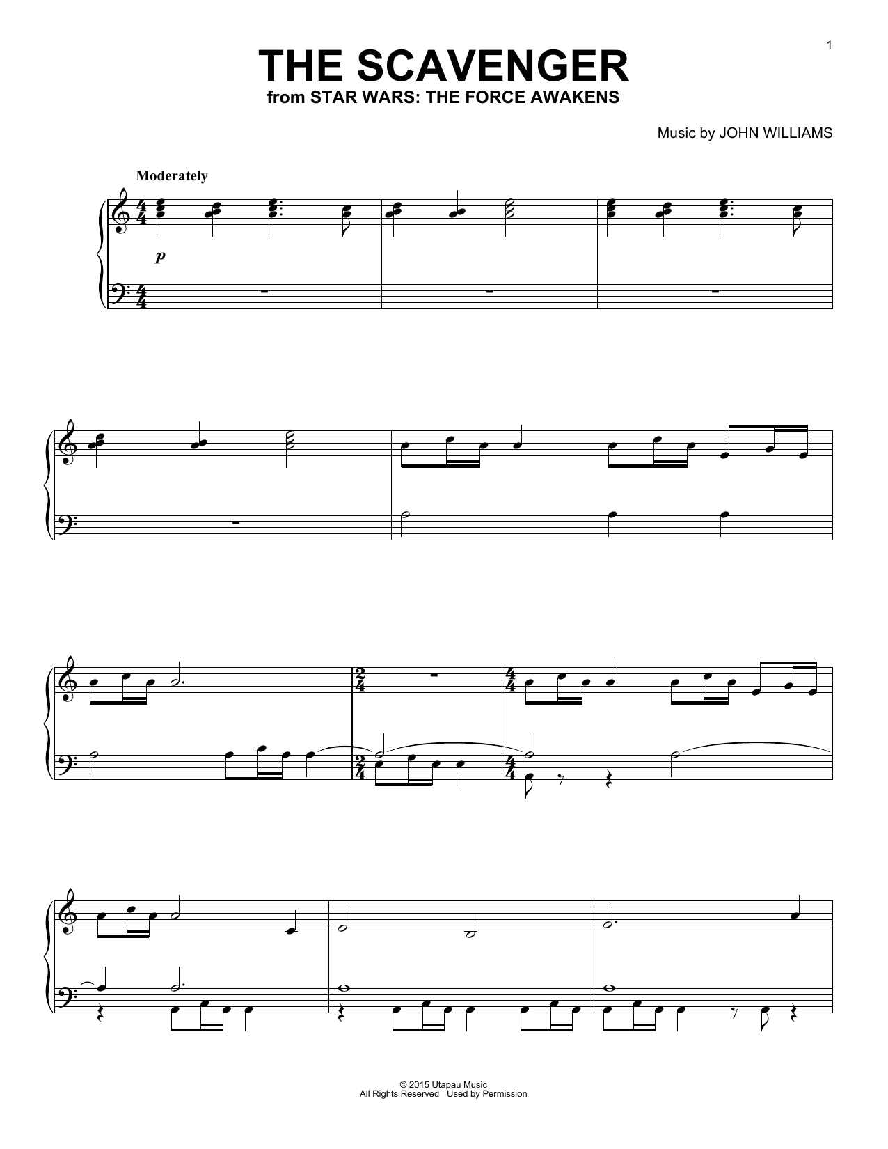 John Williams The Scavenger Sheet Music Notes & Chords for Easy Piano - Download or Print PDF