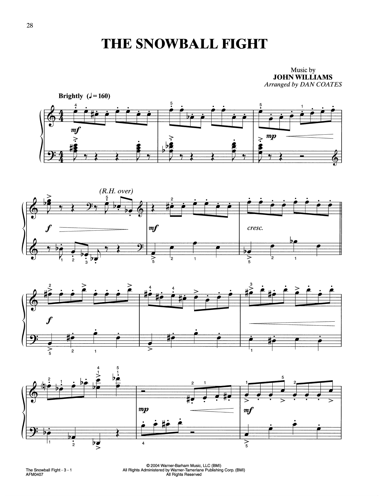 John Williams The Whomping Willow And The Snowball Fight (from Harry Potter) (arr. Dan Coates) Sheet Music Notes & Chords for Easy Piano - Download or Print PDF
