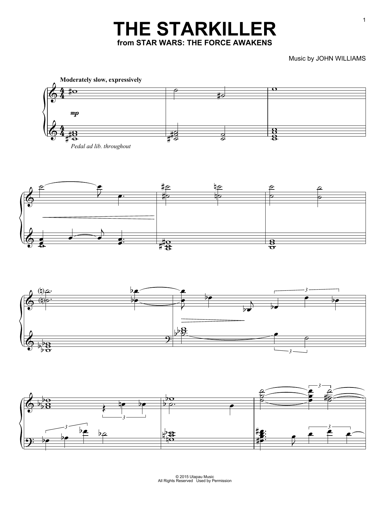 John Williams The Starkiller Sheet Music Notes & Chords for Piano - Download or Print PDF