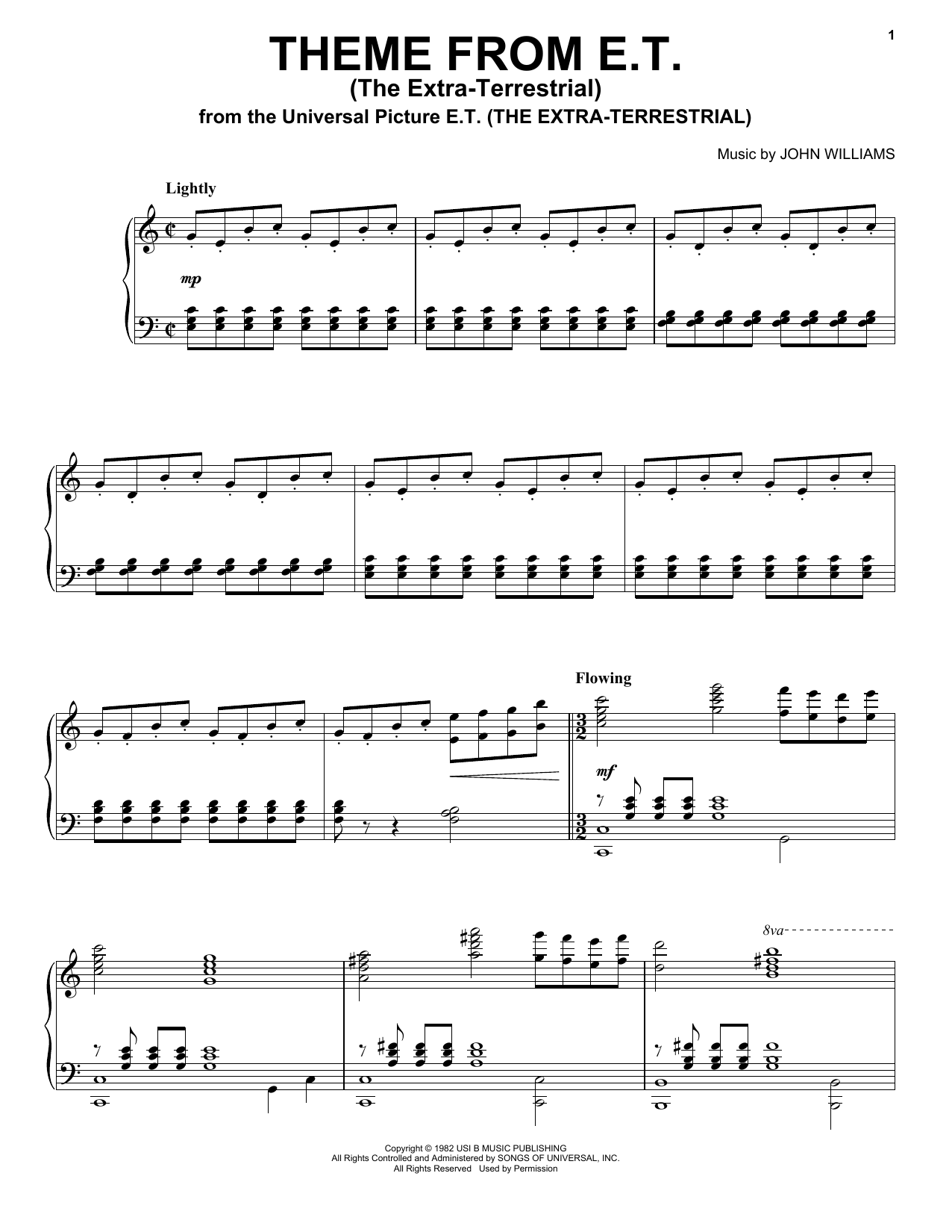 John Williams Theme from E.T. (The Extra-Terrestrial) Sheet Music Notes & Chords for Easy Guitar Tab - Download or Print PDF