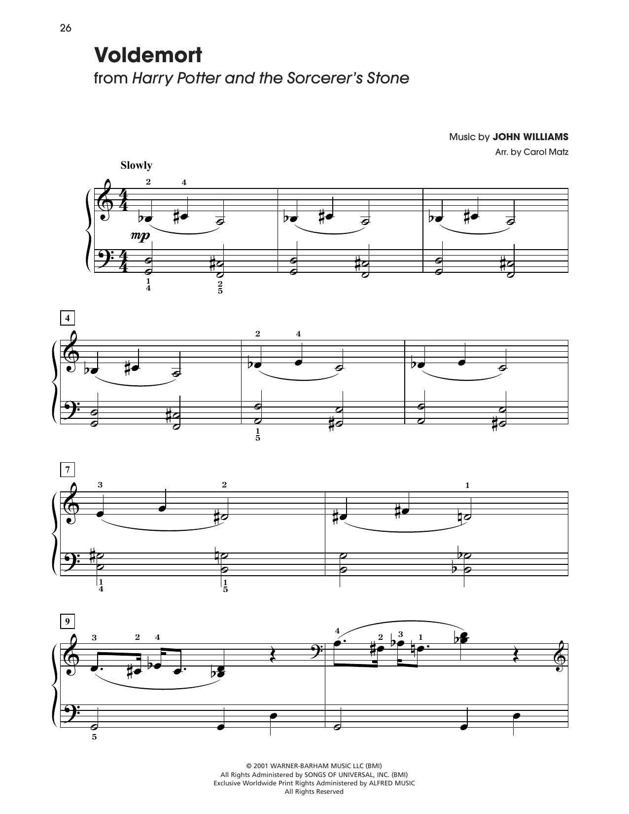 John Williams Voldemort (from Harry Potter) (arr. Carol Matz) Sheet Music Notes & Chords for Big Note Piano - Download or Print PDF