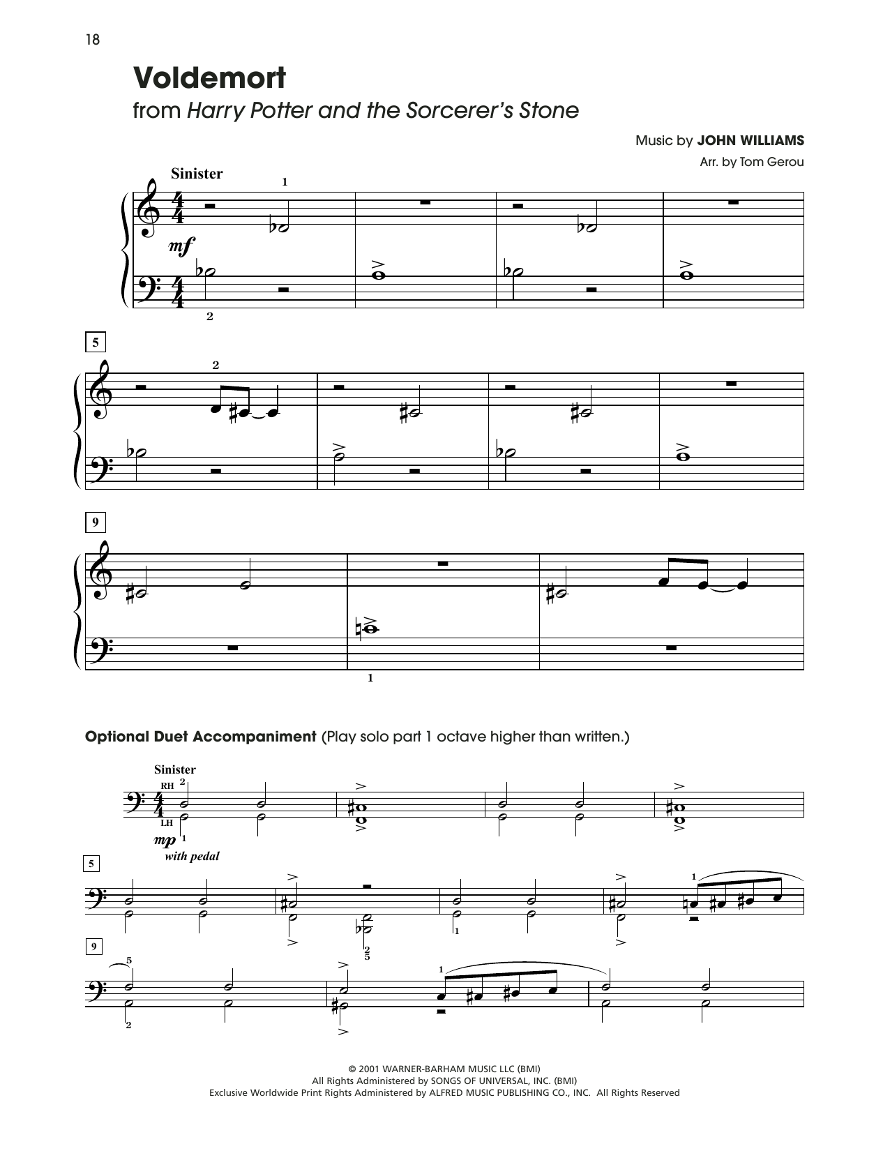 John Williams Voldemort (from Harry Potter) (arr. Tom Gerou) Sheet Music Notes & Chords for 5-Finger Piano - Download or Print PDF