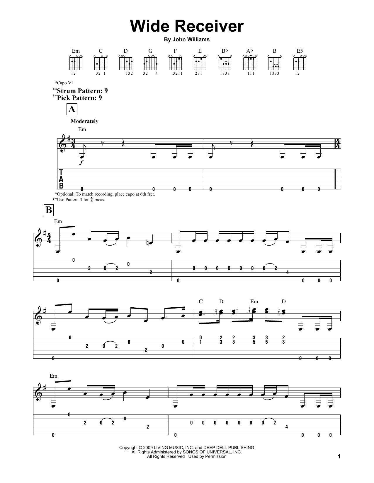 John Williams Wide Receiver Sheet Music Notes & Chords for Piano - Download or Print PDF