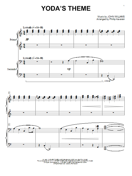 John Williams Yoda's Theme (from Star Wars: The Empire Strikes Back) (arr. Phillip Keveren) Sheet Music Notes & Chords for Big Note Piano - Download or Print PDF