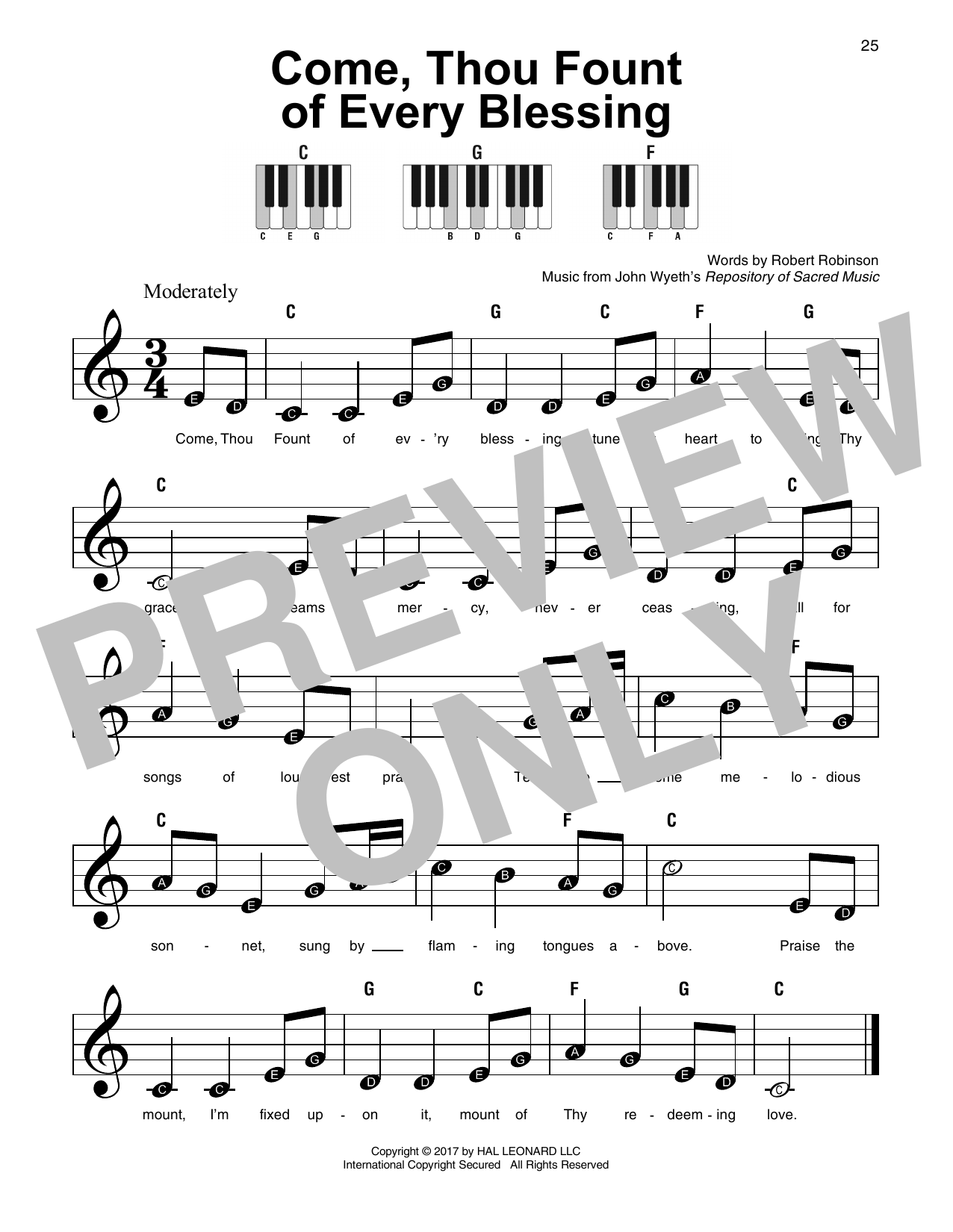 John Wyeth Come, Thou Fount Of Every Blessing Sheet Music Notes & Chords for SPREP - Download or Print PDF
