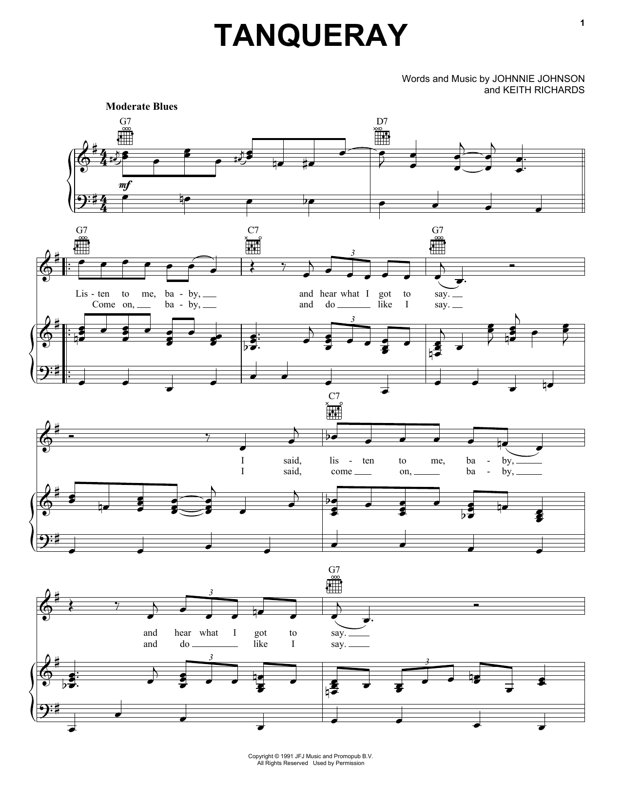 Johnnie Johnson Tanqueray Sheet Music Notes & Chords for Very Easy Piano - Download or Print PDF