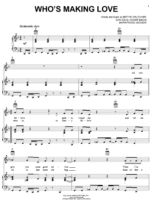 Johnnie Taylor Who's Making Love Sheet Music Notes & Chords for Guitar Tab Play-Along - Download or Print PDF