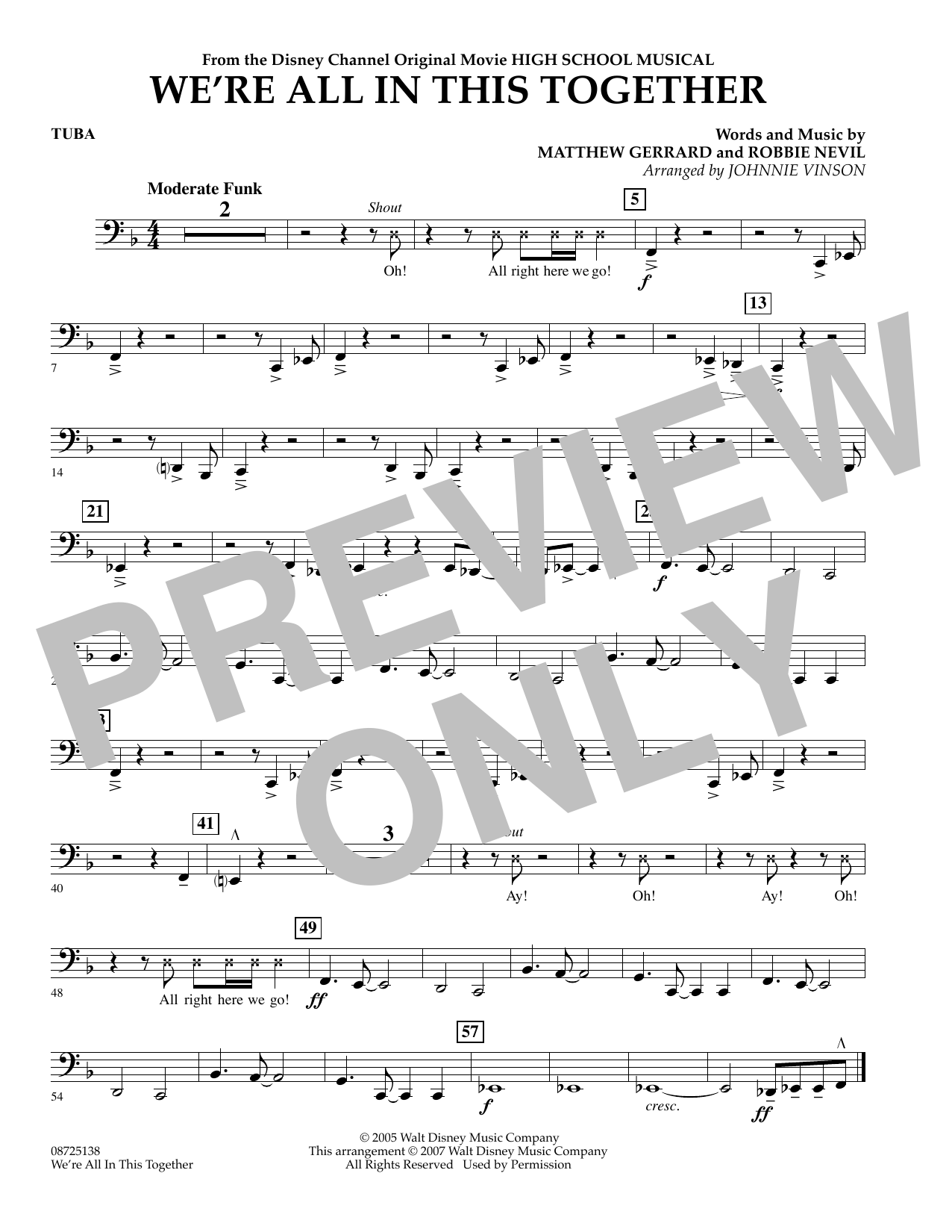 Johnnie Vinson We're All In This Together (from High School Musical) - Tuba Sheet Music Notes & Chords for Concert Band - Download or Print PDF