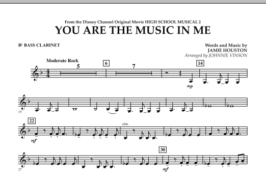 Johnnie Vinson You Are The Music In Me (from High School Musical 2) - Bb Bass Clarinet Sheet Music Notes & Chords for Concert Band - Download or Print PDF