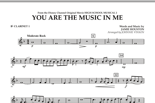Johnnie Vinson You Are The Music In Me (from High School Musical 2) - Bb Clarinet 1 Sheet Music Notes & Chords for Concert Band - Download or Print PDF
