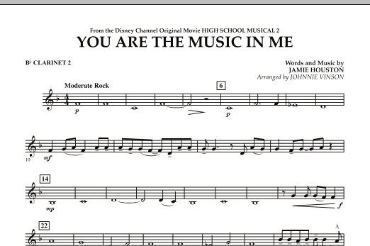 Johnnie Vinson You Are The Music In Me (from High School Musical 2) - Bb Clarinet 2 Sheet Music Notes & Chords for Concert Band - Download or Print PDF