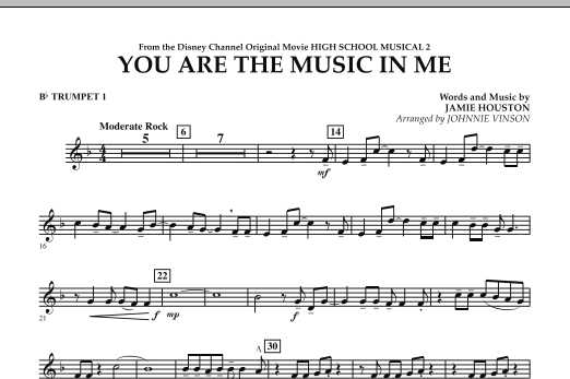 Johnnie Vinson You Are The Music In Me (from High School Musical 2) - Bb Trumpet 1 Sheet Music Notes & Chords for Concert Band - Download or Print PDF