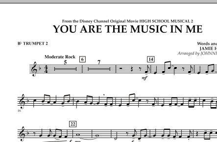 Johnnie Vinson You Are The Music In Me (from High School Musical 2) - Bb Trumpet 2 Sheet Music Notes & Chords for Concert Band - Download or Print PDF