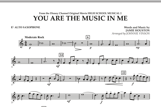Johnnie Vinson You Are The Music In Me (from High School Musical 2) - Eb Alto Saxophone Sheet Music Notes & Chords for Concert Band - Download or Print PDF
