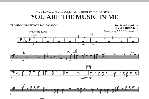 Johnnie Vinson You Are The Music In Me (from High School Musical 2) - Trombone/Baritone B.C./Bassoon Sheet Music Notes & Chords for Concert Band - Download or Print PDF