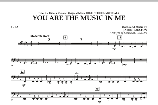 Johnnie Vinson You Are The Music In Me (from High School Musical 2) - Tuba Sheet Music Notes & Chords for Concert Band - Download or Print PDF