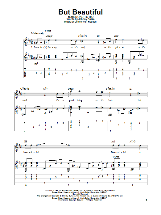 Johnny Burke But Beautiful Sheet Music Notes & Chords for Guitar Tab - Download or Print PDF