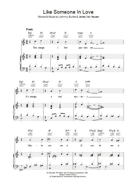 Johnny Burke Like Someone In Love Sheet Music Notes & Chords for Piano, Vocal & Guitar (Right-Hand Melody) - Download or Print PDF