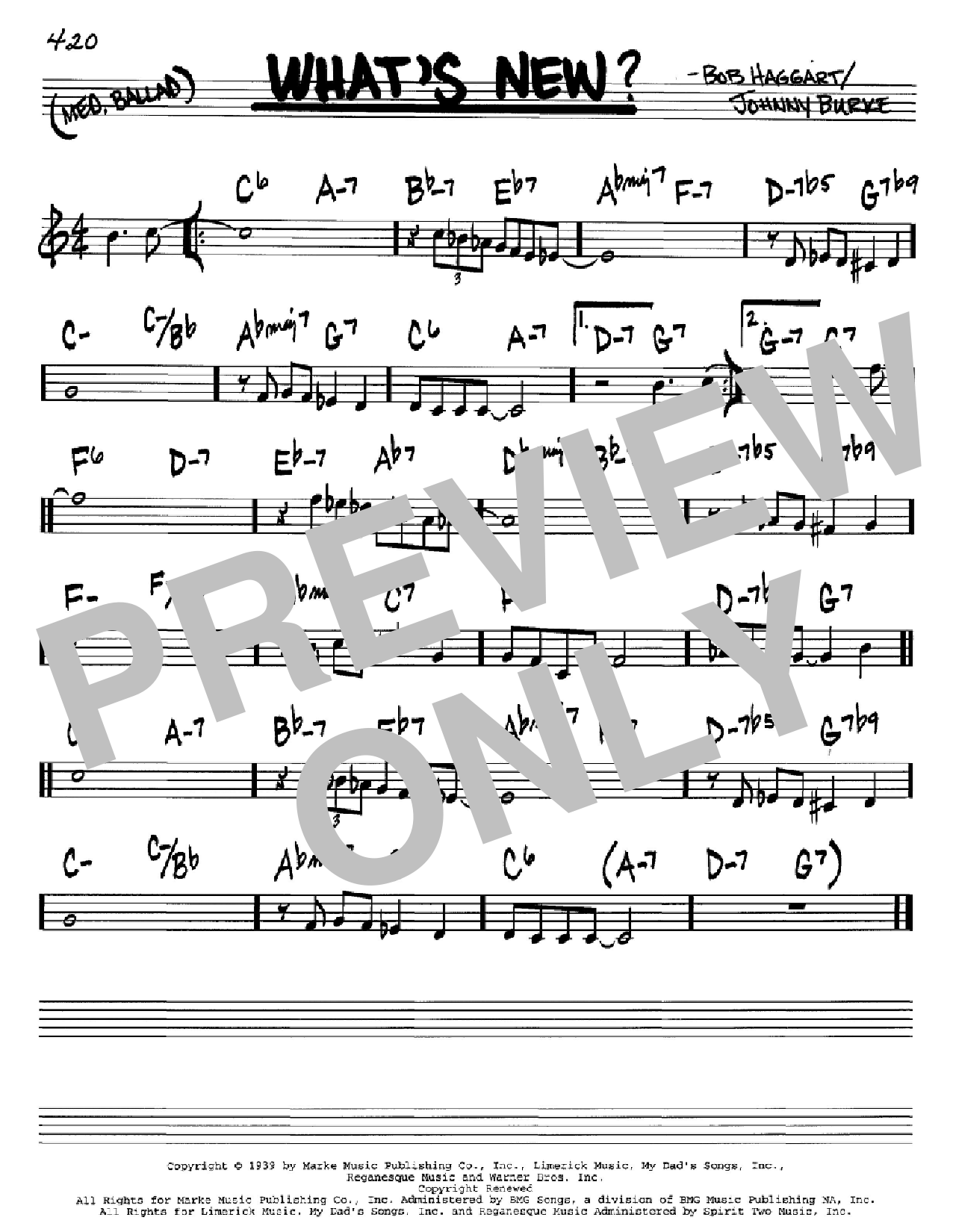 Johnny Burke What's New? Sheet Music Notes & Chords for Real Book - Melody, Lyrics & Chords - C Instruments - Download or Print PDF