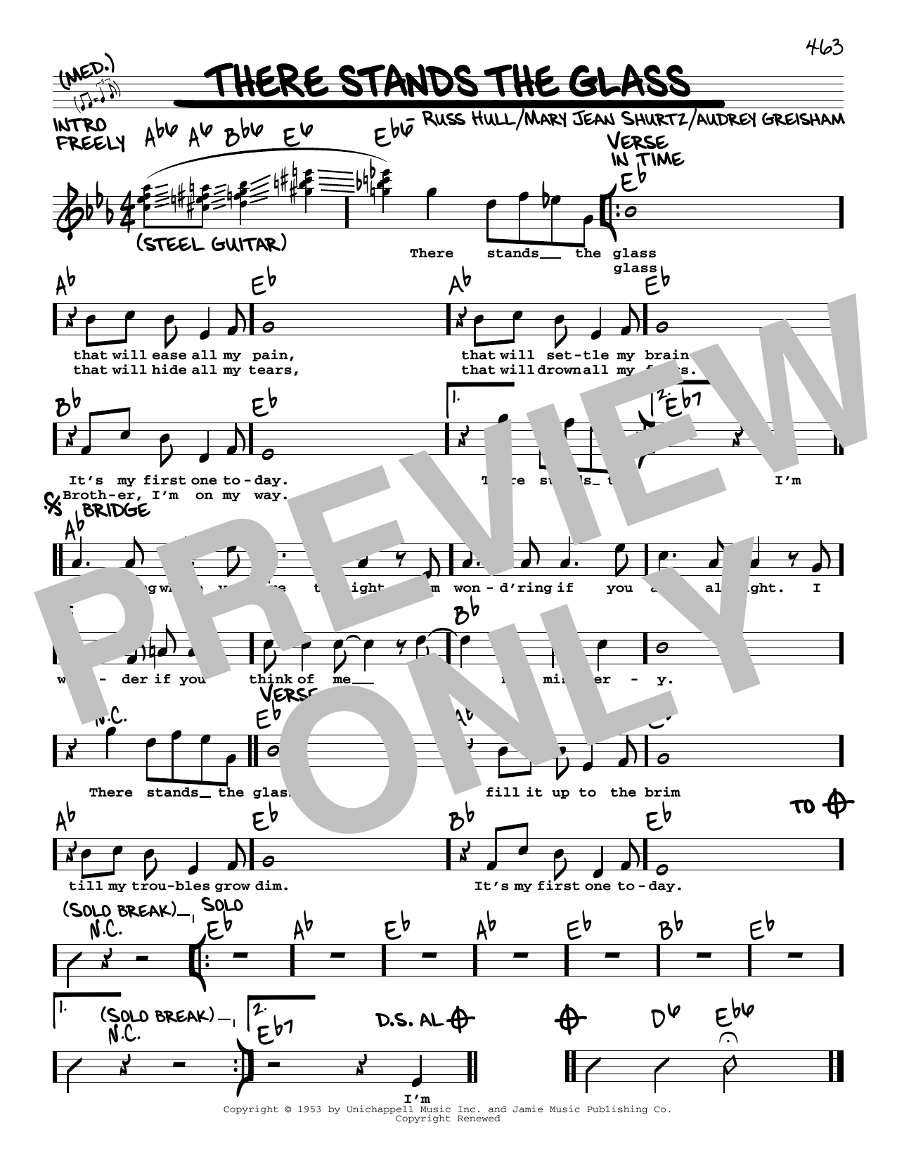 Johnny Bush There Stands The Glass Sheet Music Notes & Chords for Real Book – Melody, Lyrics & Chords - Download or Print PDF