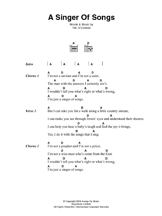 Johnny Cash A Singer Of Songs Sheet Music Notes & Chords for Lyrics & Chords - Download or Print PDF