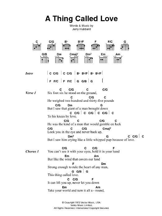 Johnny Cash A Thing Called Love Sheet Music Notes & Chords for Lyrics & Chords - Download or Print PDF