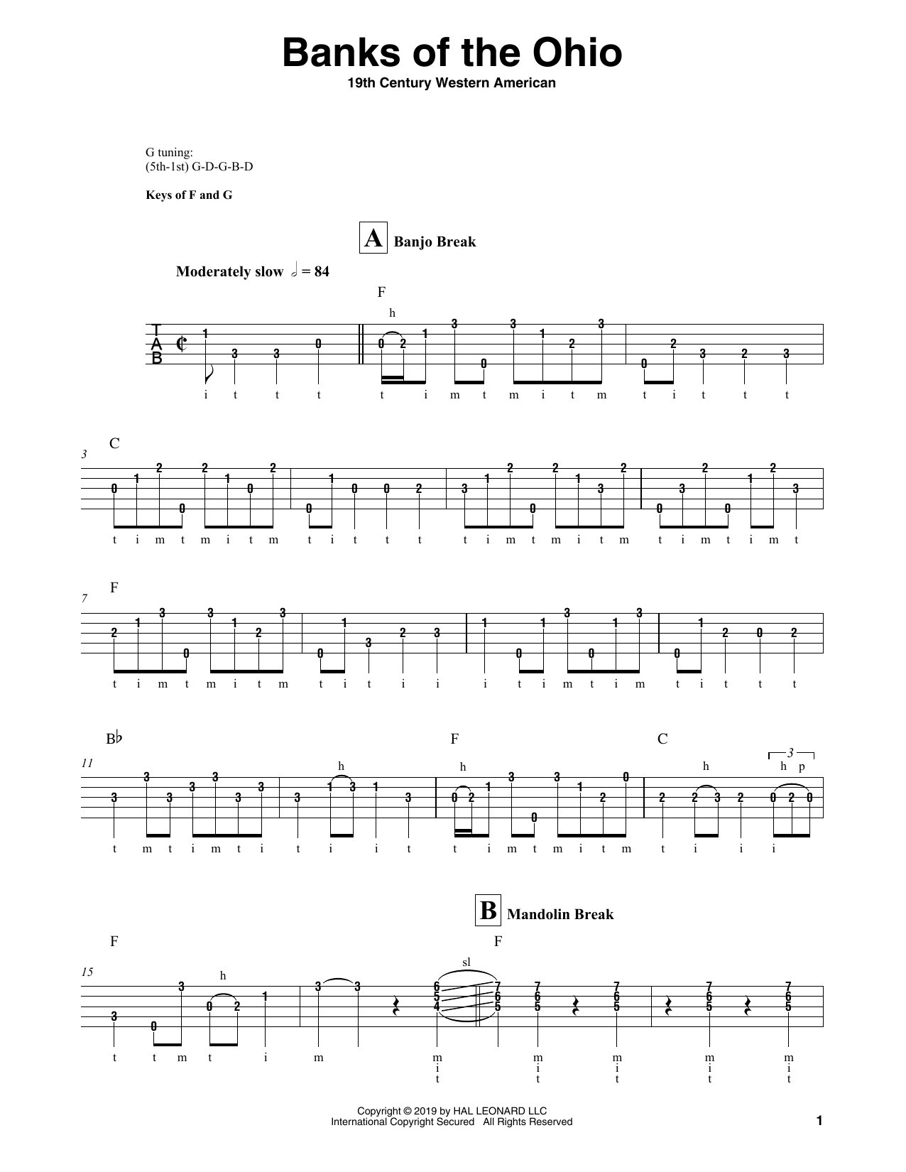 Johnny Cash Banks Of The Ohio Sheet Music Notes & Chords for Banjo Tab - Download or Print PDF