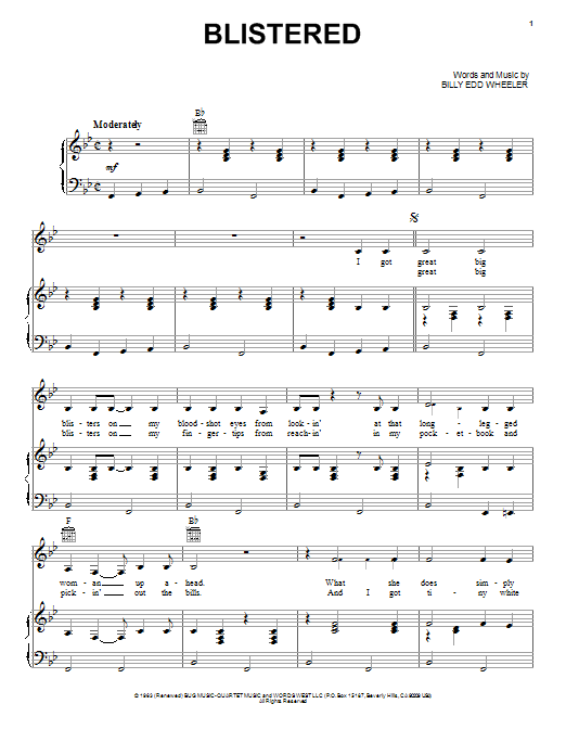 Johnny Cash Blistered Sheet Music Notes & Chords for Lyrics & Chords - Download or Print PDF