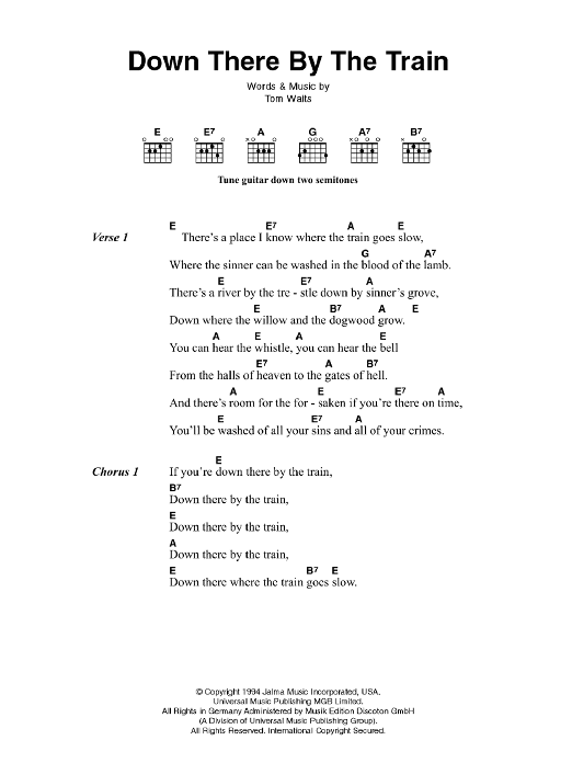 Johnny Cash Down There By The Train Sheet Music Notes & Chords for Lyrics & Chords - Download or Print PDF