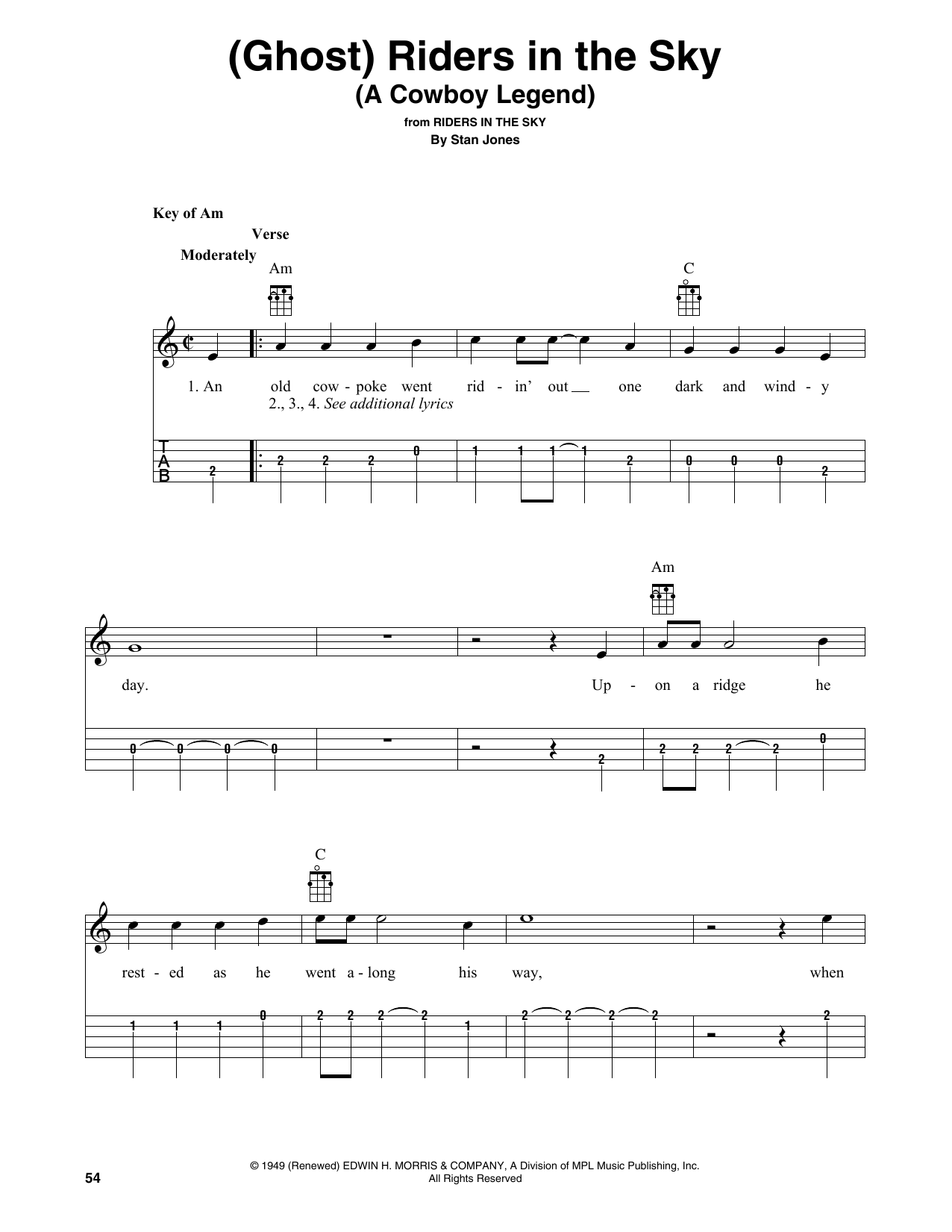 Johnny Cash (Ghost) Riders In The Sky (A Cowboy Legend) (arr. Fred Sokolow) Sheet Music Notes & Chords for Banjo Tab - Download or Print PDF