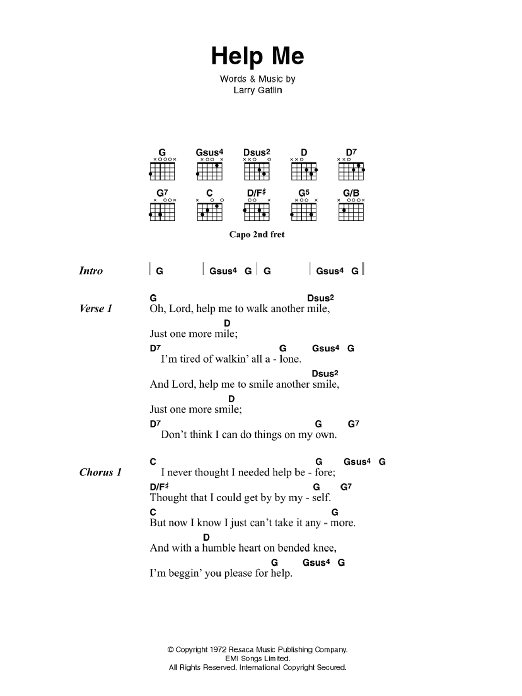 Johnny Cash Help Me Sheet Music Notes & Chords for Lyrics & Chords - Download or Print PDF