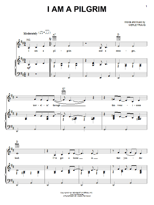Johnny Cash I Am A Pilgrim Sheet Music Notes & Chords for Lyrics & Chords - Download or Print PDF