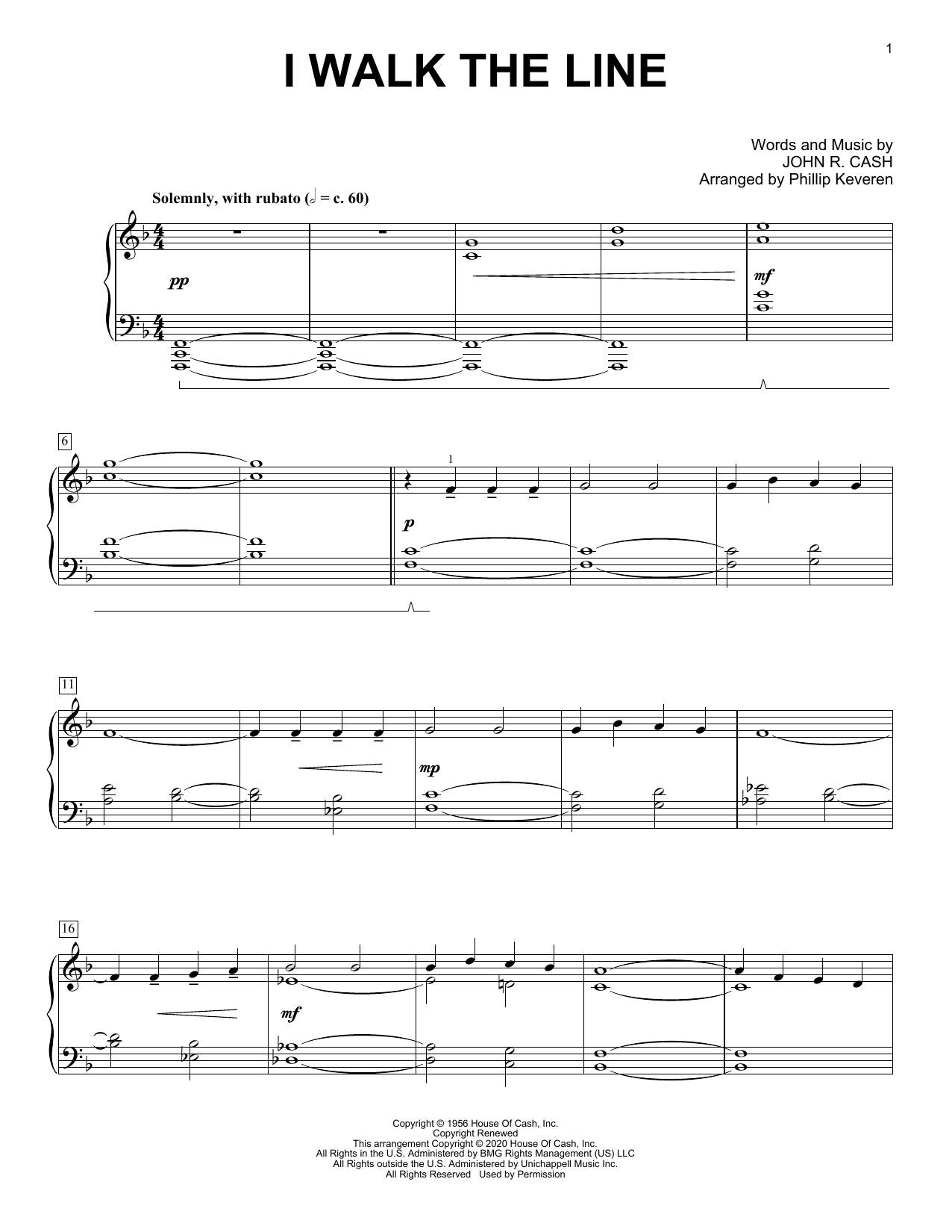 Johnny Cash I Walk The Line [Classical version] (arr. Phillip Keveren) Sheet Music Notes & Chords for Piano Solo - Download or Print PDF