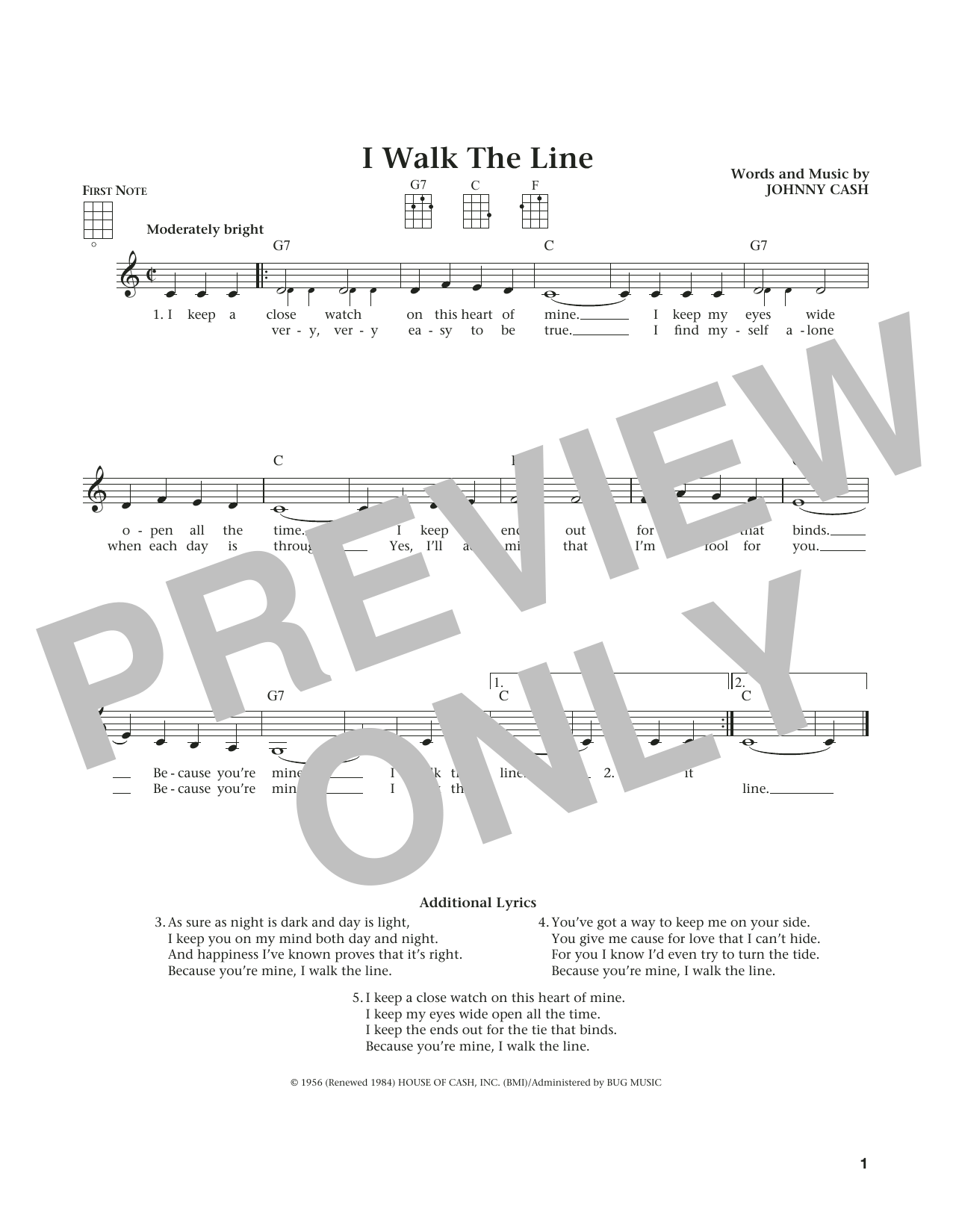 Johnny Cash I Walk The Line (from The Daily Ukulele) (arr. Liz and Jim Beloff) Sheet Music Notes & Chords for Ukulele - Download or Print PDF