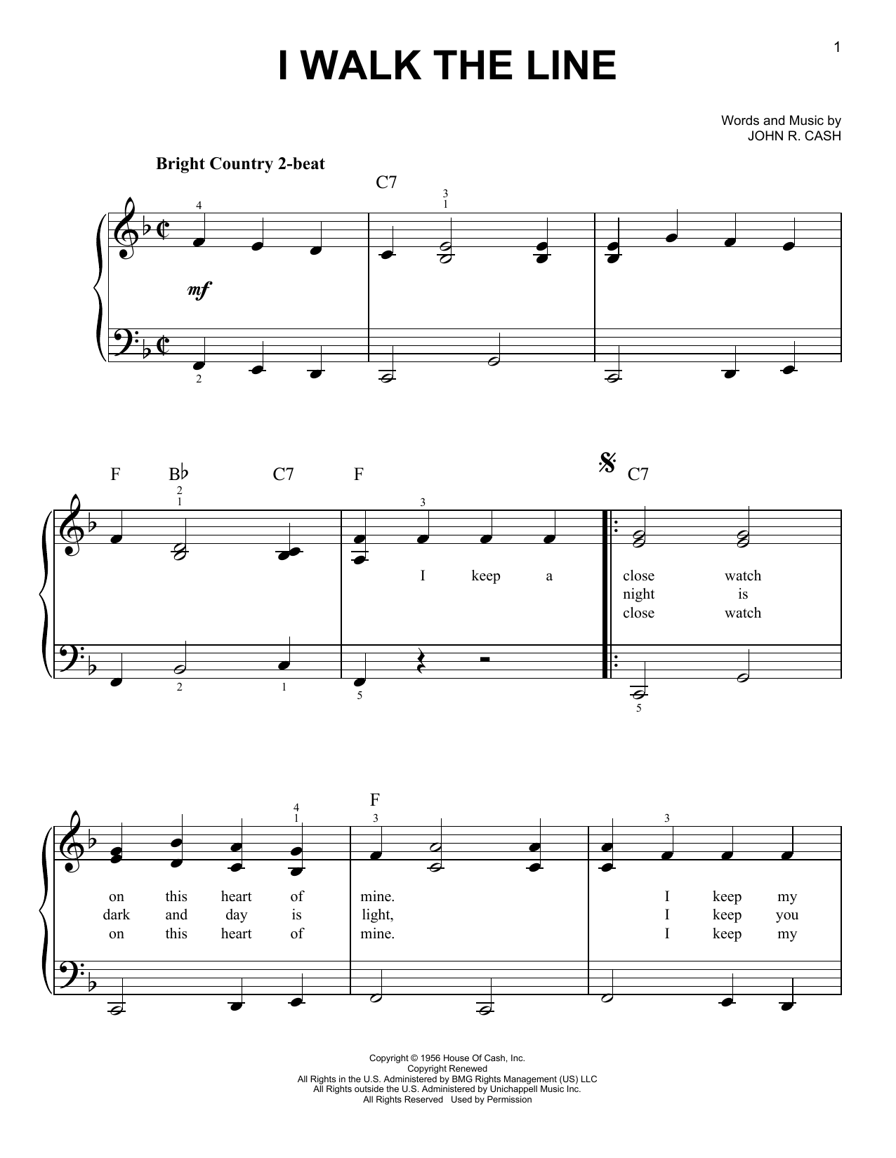 Johnny Cash I Walk The Line Sheet Music Notes & Chords for Keyboard - Download or Print PDF
