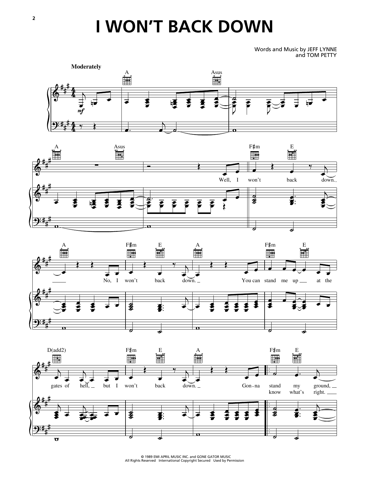 Johnny Cash I Won't Back Down Sheet Music Notes & Chords for Piano, Vocal & Guitar Chords (Right-Hand Melody) - Download or Print PDF Johnny Cash I Won't Back Down Sheet Music Notes & Chords for Piano, Vocal & Guitar Chords (Right-Hand Melody) - Download or Print PDF