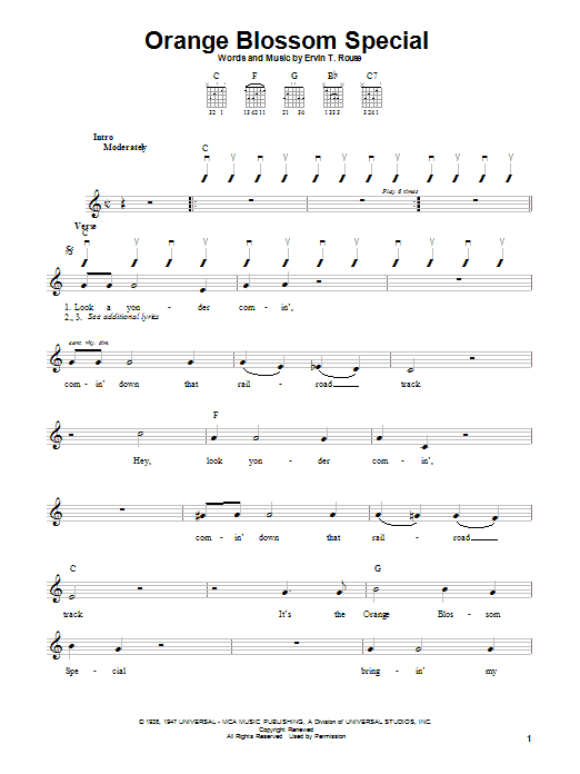 Johnny Cash Orange Blossom Special Sheet Music Notes & Chords for Lyrics & Chords - Download or Print PDF