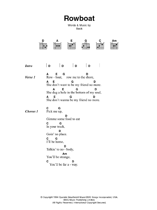 Johnny Cash Rowboat Sheet Music Notes & Chords for Lyrics & Chords - Download or Print PDF