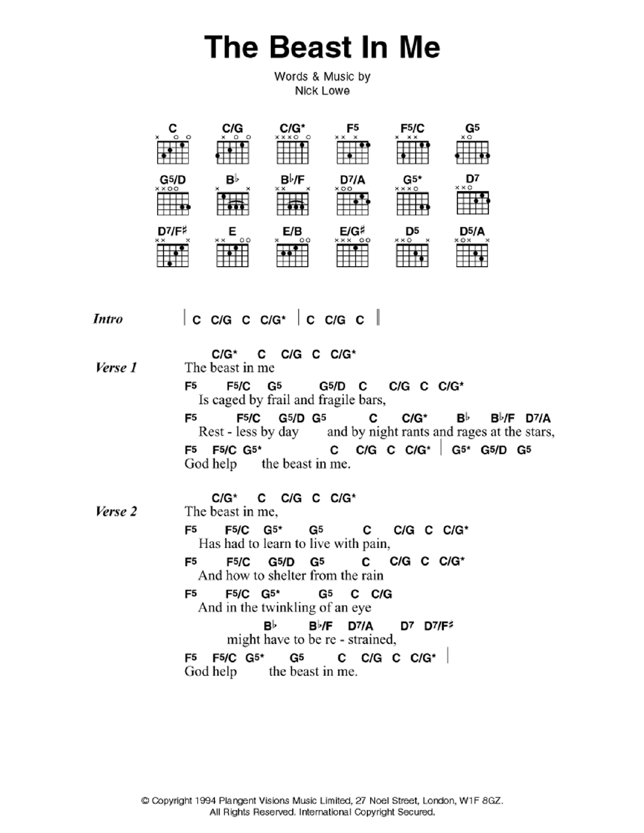 Johnny Cash The Beast In Me Sheet Music Notes & Chords for Lyrics & Chords - Download or Print PDF