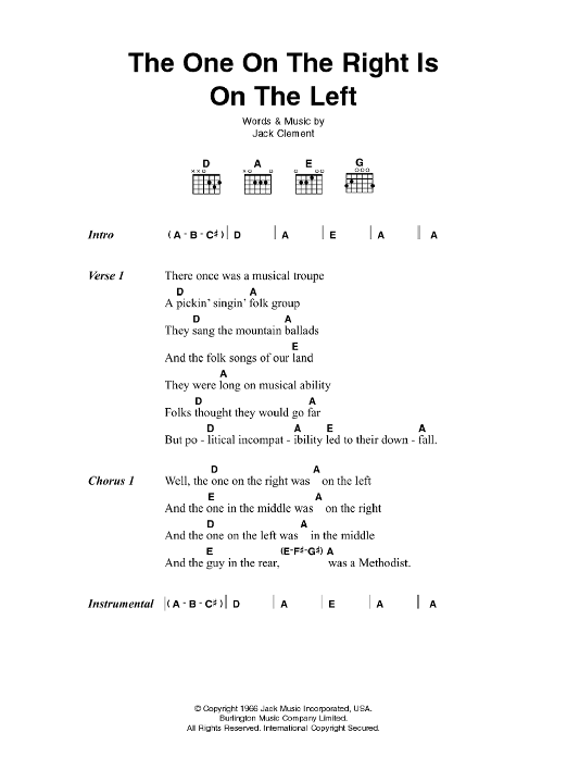 Johnny Cash The One On The Right Is On The Left Sheet Music Notes & Chords for Lyrics & Chords - Download or Print PDF