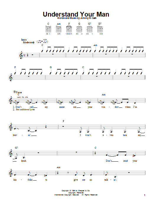 Johnny Cash Understand Your Man Sheet Music Notes & Chords for Ukulele - Download or Print PDF