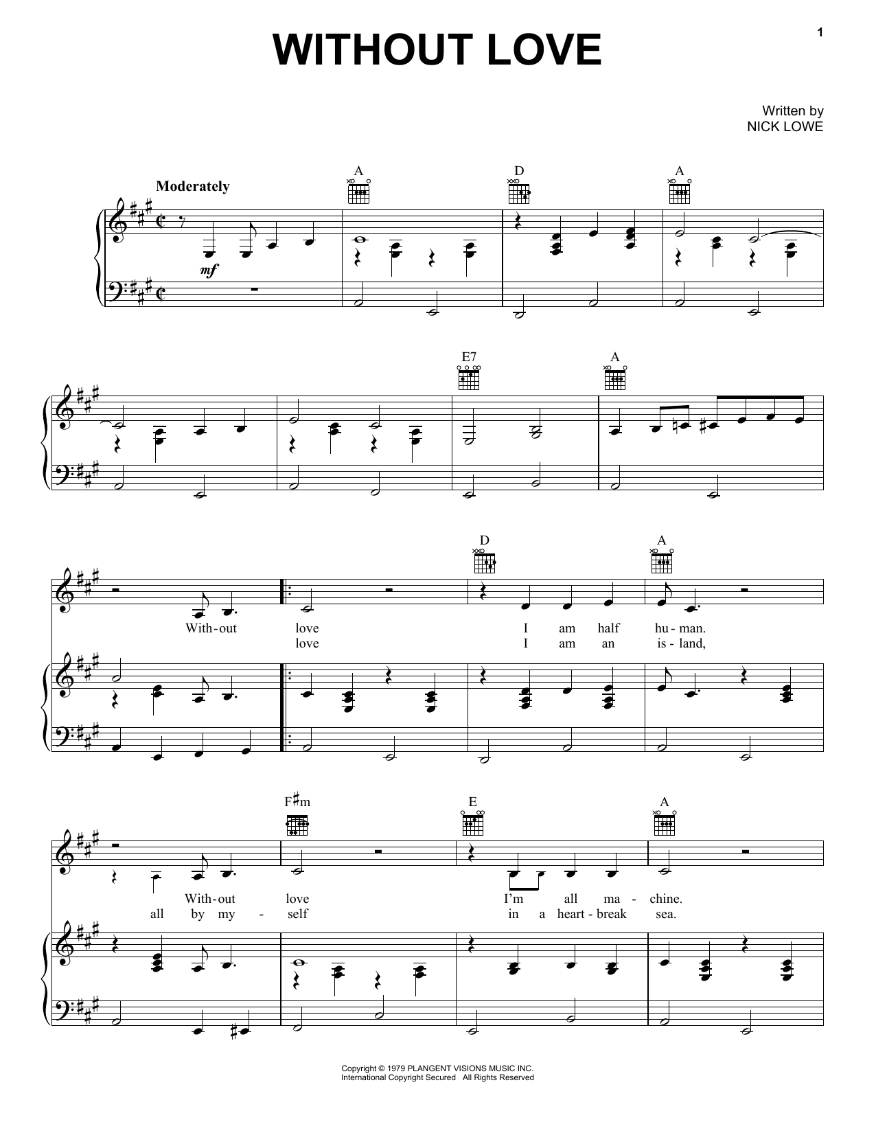 Johnny Cash Without Love Sheet Music Notes & Chords for Piano, Vocal & Guitar (Right-Hand Melody) - Download or Print PDF
