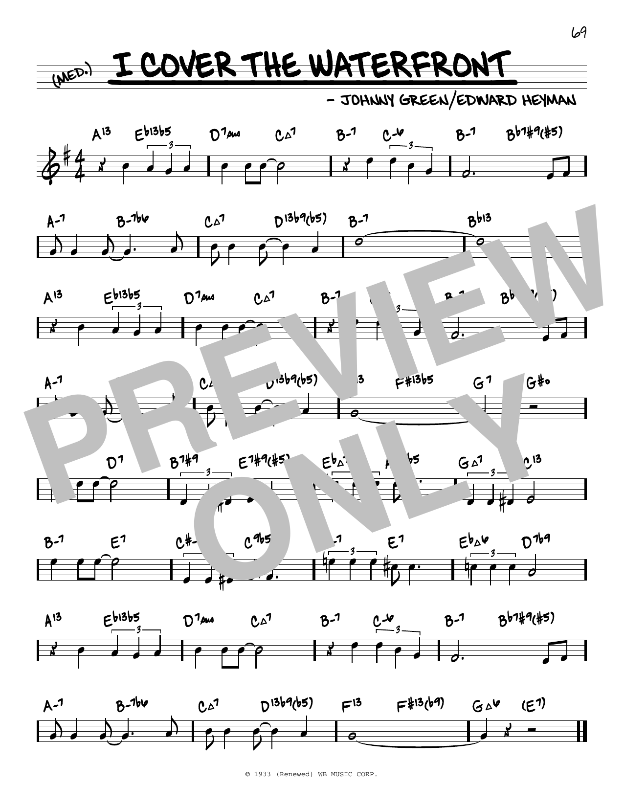 Johnny Green I Cover The Waterfront (arr. David Hazeltine) Sheet Music Notes & Chords for Real Book – Enhanced Chords - Download or Print PDF