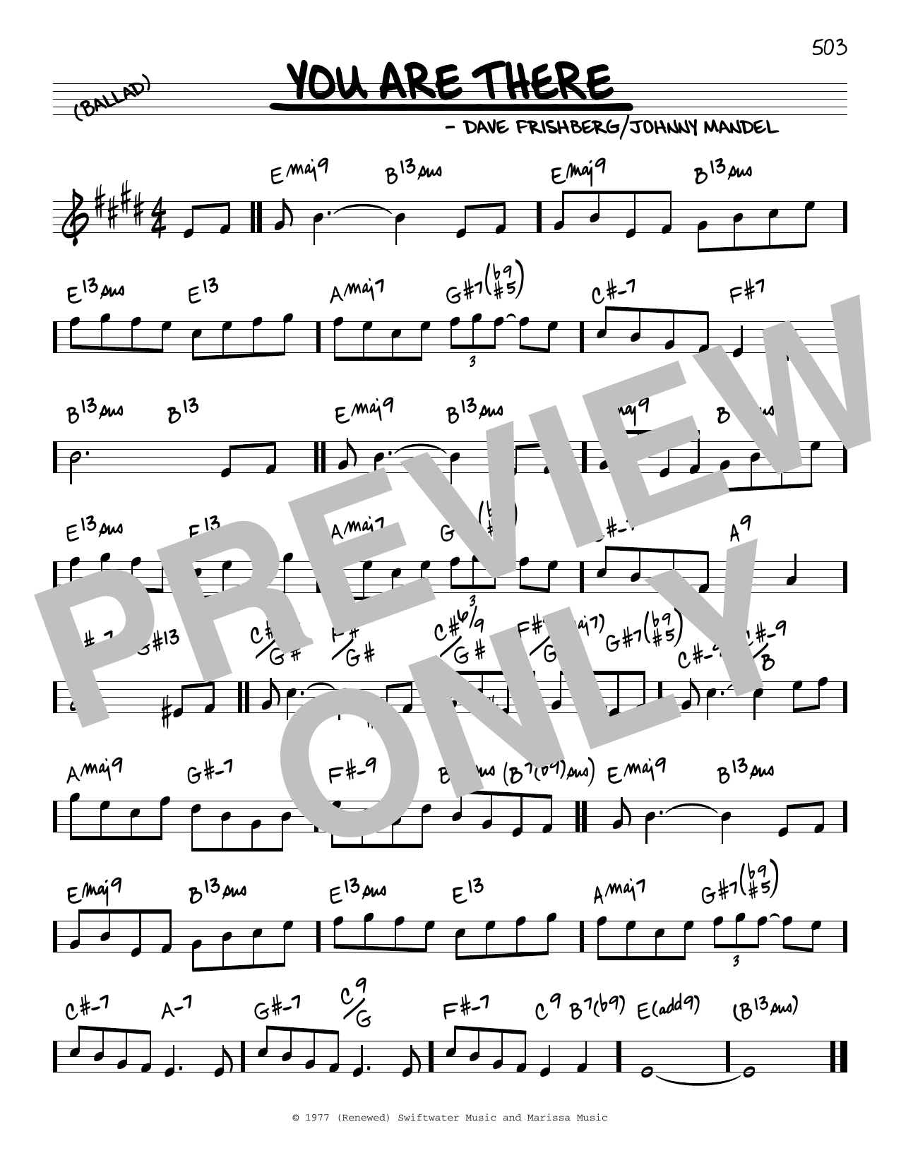 Johnny Mandel and Dave Frishberg You Are There Sheet Music Notes & Chords for Real Book – Melody & Chords - Download or Print PDF