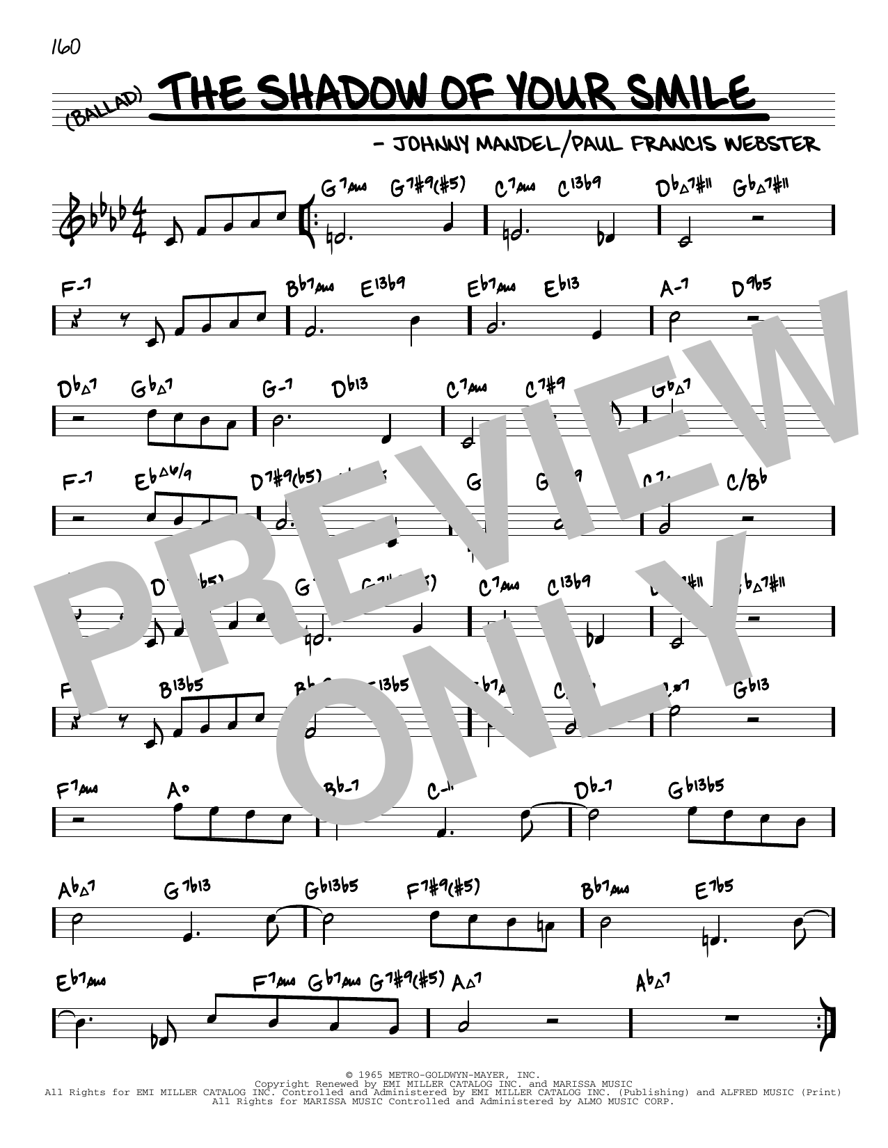 Johnny Mandel The Shadow Of Your Smile (arr. David Hazeltine) Sheet Music Notes & Chords for Real Book – Enhanced Chords - Download or Print PDF