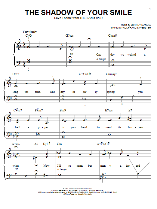 Johnny Mandel The Shadow Of Your Smile Sheet Music Notes & Chords for Flute - Download or Print PDF