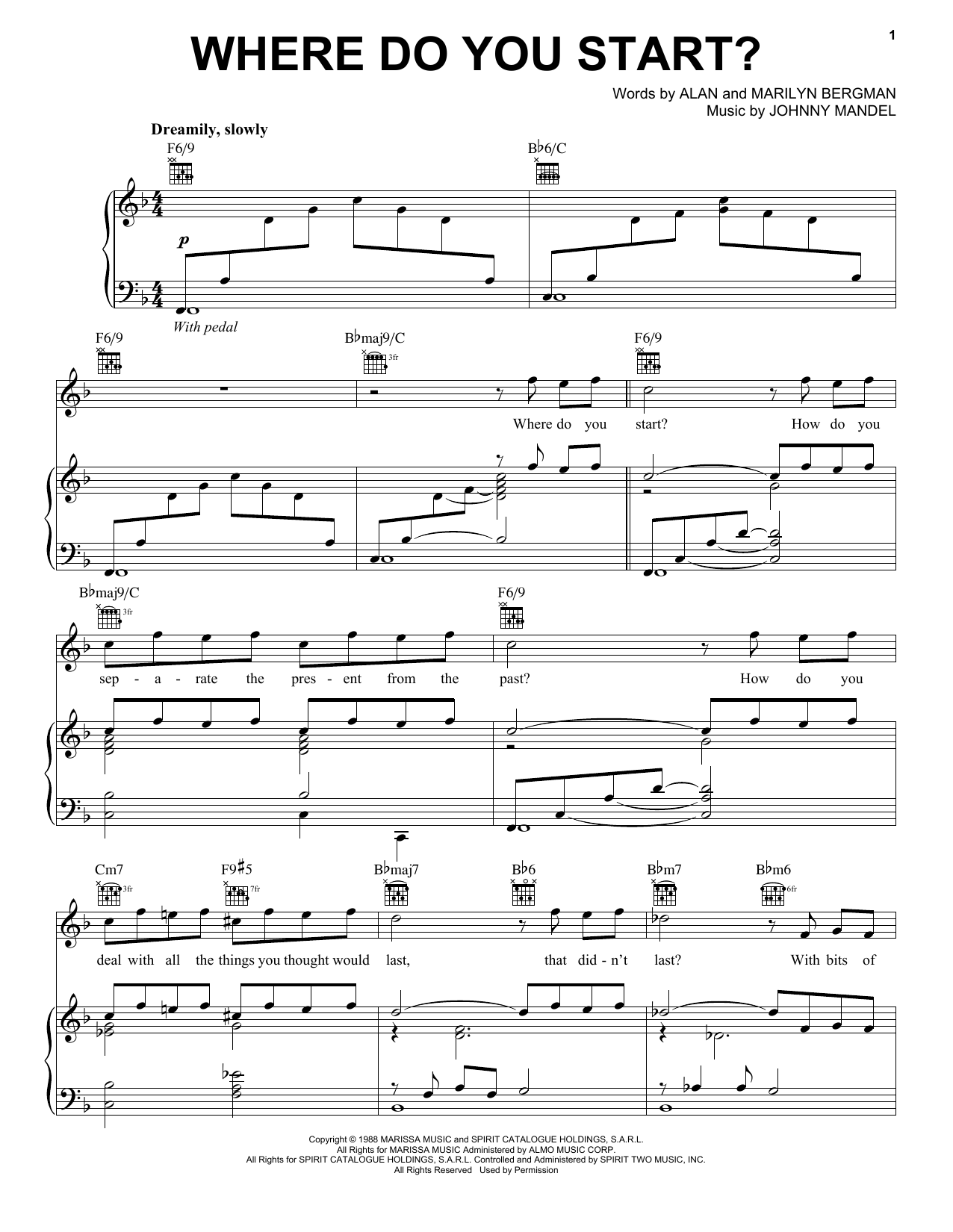 Johnny Mandel Where Do You Start? Sheet Music Notes & Chords for Melody Line, Lyrics & Chords - Download or Print PDF