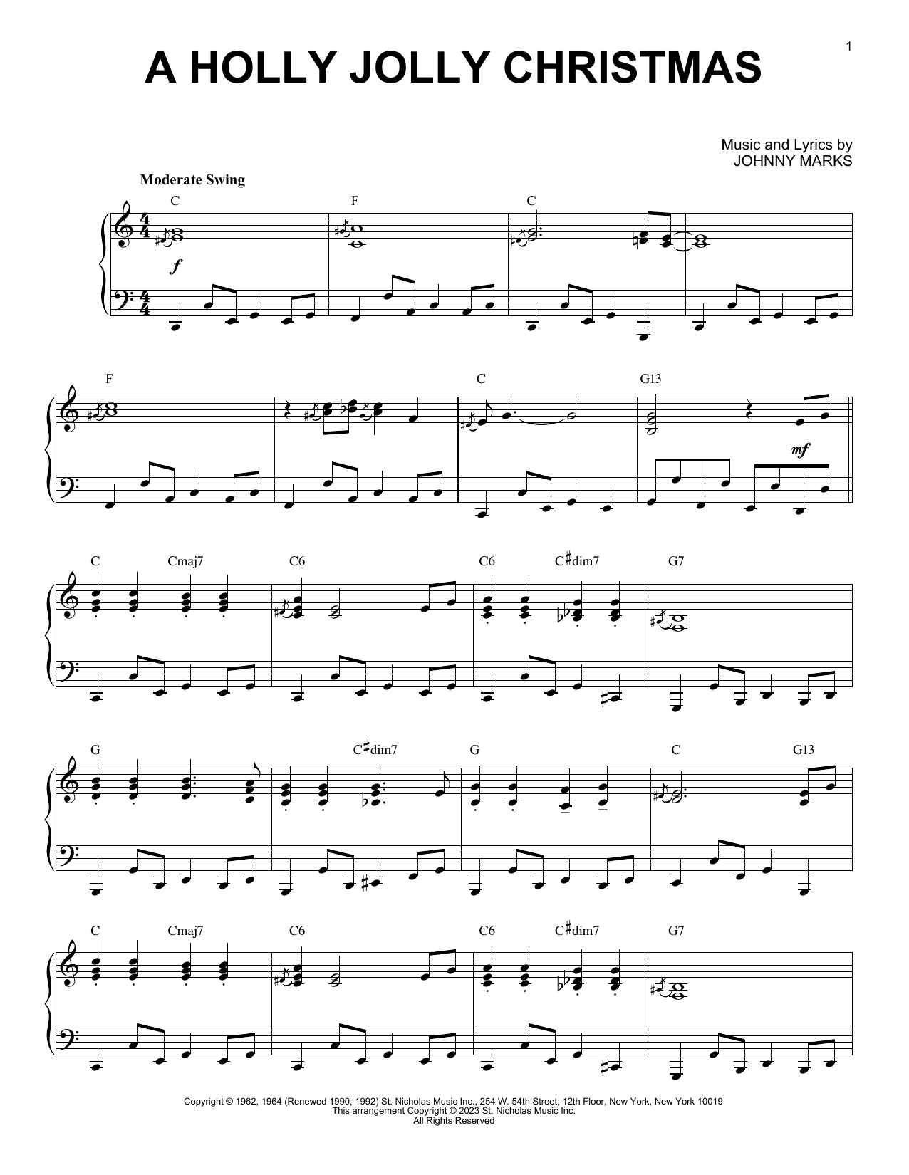 Johnny Marks A Holly Jolly Christmas [Boogie Woogie version] (arr. Brent Edstrom) Sheet Music Notes & Chords for Piano Solo - Download or Print PDF