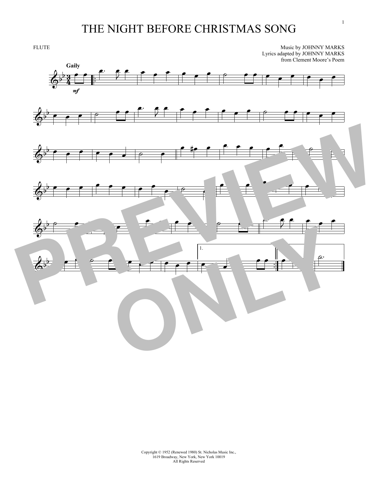 Johnny Marks from Clement Moor The Night Before Christmas Song Sheet Music Notes & Chords for Cello - Download or Print PDF